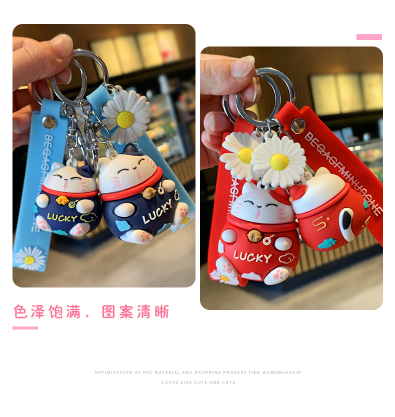 Lucky Fortune Cat Keychain Creative Three-Dimensional Cartoon Doll Cute Couple Automobile Hanging Ornament Crafts Wholesale Lucky Fortune Cat Keychain Creative Three-Dimensional Cartoon Doll Cute Couple Automobile Hanging Ornament Crafts Wholesale