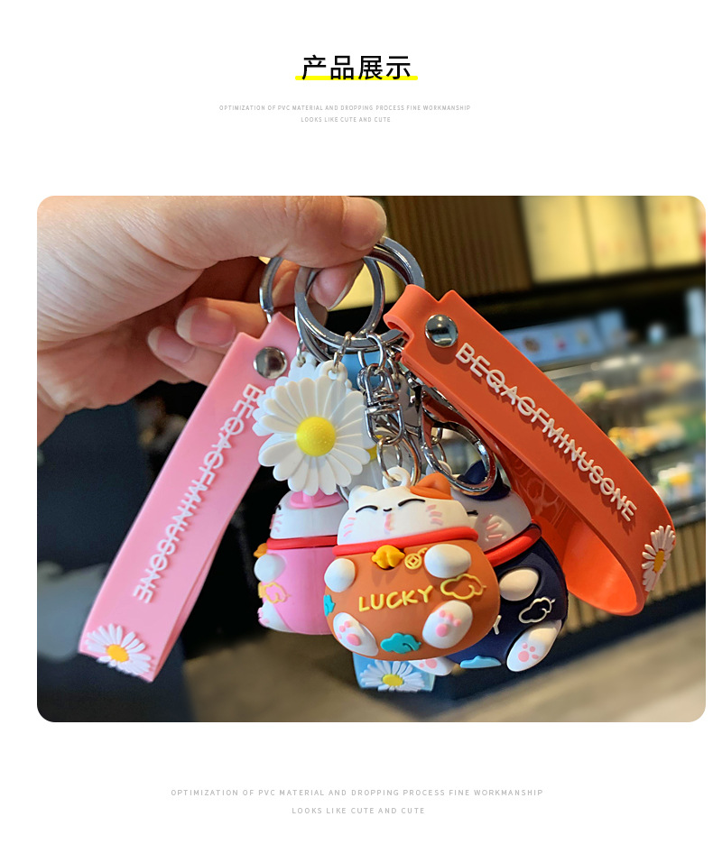 Lucky Fortune Cat Keychain Creative Three-Dimensional Cartoon Doll Cute Couple Automobile Hanging Ornament Crafts Wholesale Lucky Fortune Cat Keychain Creative Three-Dimensional Cartoon Doll Cute Couple Automobile Hanging Ornament Crafts Wholesale