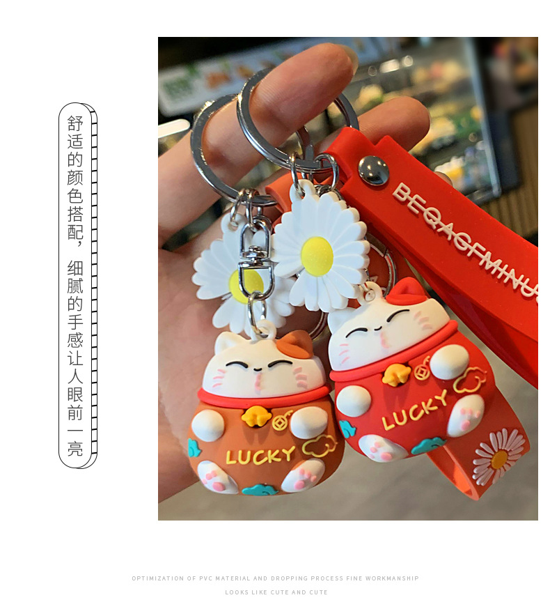 Lucky Fortune Cat Keychain Creative Three-Dimensional Cartoon Doll Cute Couple Automobile Hanging Ornament Crafts Wholesale Lucky Fortune Cat Keychain Creative Three-Dimensional Cartoon Doll Cute Couple Automobile Hanging Ornament Crafts Wholesale