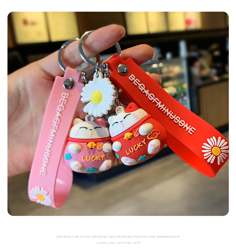 Lucky Fortune Cat Keychain Creative Three-Dimensional Cartoon Doll Cute Couple Automobile Hanging Ornament Crafts Wholesale Lucky Fortune Cat Keychain Creative Three-Dimensional Cartoon Doll Cute Couple Automobile Hanging Ornament Crafts Wholesale