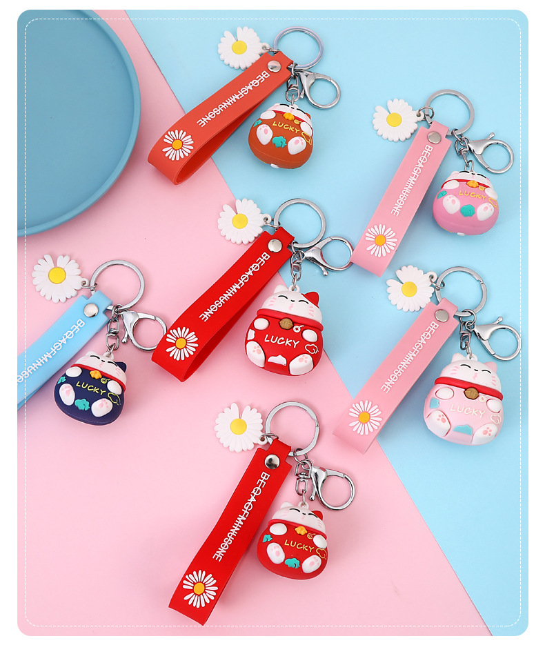 Lucky Fortune Cat Keychain Creative Three-Dimensional Cartoon Doll Cute Couple Automobile Hanging Ornament Crafts Wholesale Lucky Fortune Cat Keychain Creative Three-Dimensional Cartoon Doll Cute Couple Automobile Hanging Ornament Crafts Wholesale