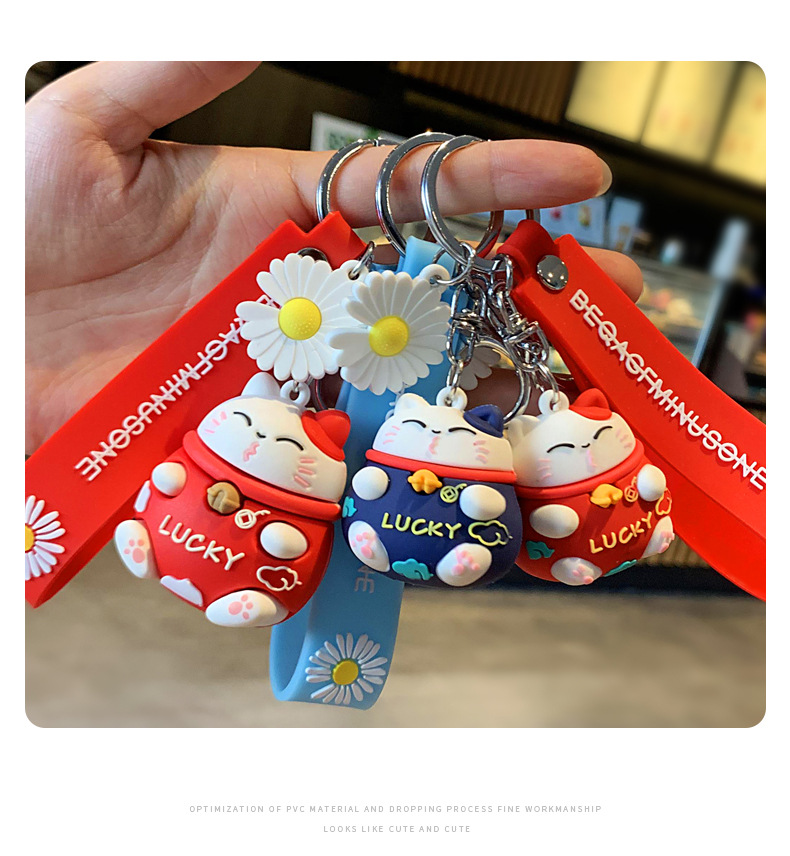Lucky Fortune Cat Keychain Creative Three-Dimensional Cartoon Doll Cute Couple Automobile Hanging Ornament Crafts Wholesale Lucky Fortune Cat Keychain Creative Three-Dimensional Cartoon Doll Cute Couple Automobile Hanging Ornament Crafts Wholesale