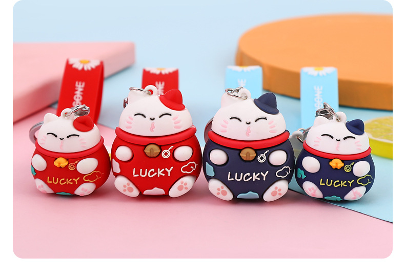 Lucky Fortune Cat Keychain Creative Three-Dimensional Cartoon Doll Cute Couple Automobile Hanging Ornament Crafts Wholesale Lucky Fortune Cat Keychain Creative Three-Dimensional Cartoon Doll Cute Couple Automobile Hanging Ornament Crafts Wholesale