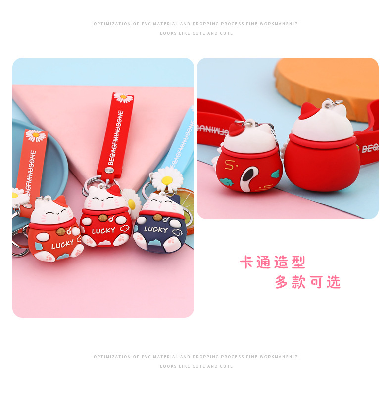 Lucky Fortune Cat Keychain Creative Three-Dimensional Cartoon Doll Cute Couple Automobile Hanging Ornament Crafts Wholesale Lucky Fortune Cat Keychain Creative Three-Dimensional Cartoon Doll Cute Couple Automobile Hanging Ornament Crafts Wholesale