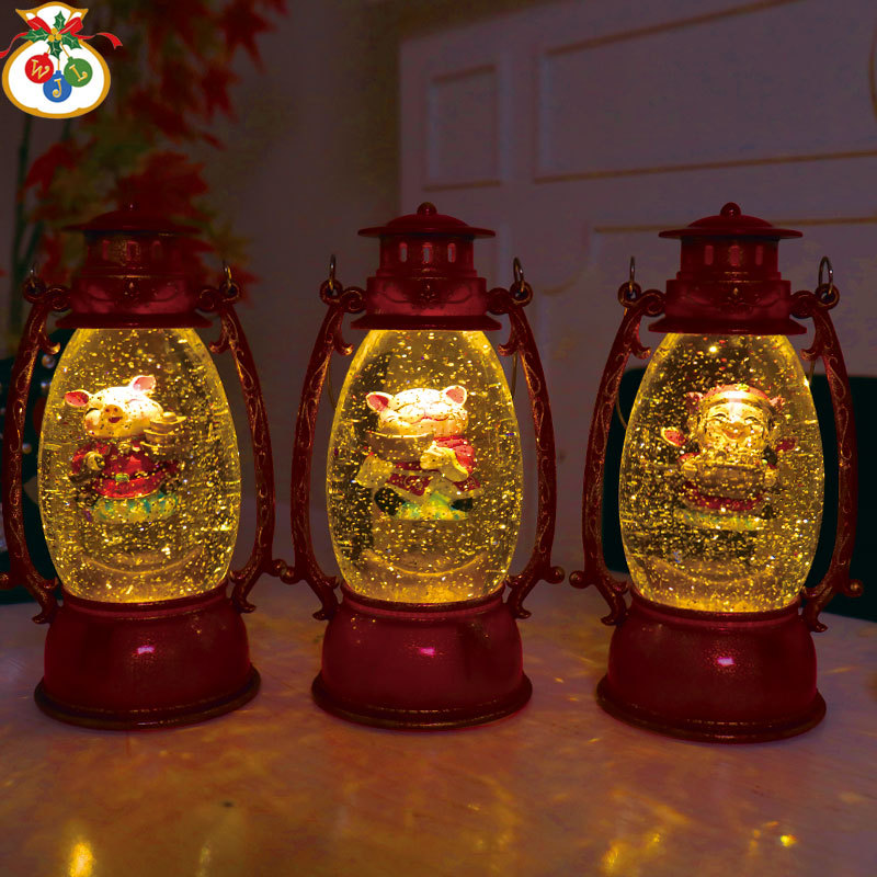 WJL-018 Lucky Storm Lantern TikTok Storm Lantern Ambience Light Led Small Night Lamp New Year Gift Pig Year Fortune God Lucky Cat