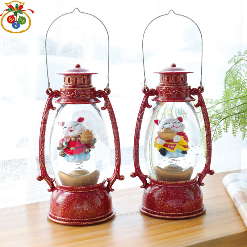 WJL-018 Lucky Storm Lantern TikTok Storm Lantern Ambience Light Led Small Night Lamp New Year Gift Pig Year Fortune God Lucky Cat