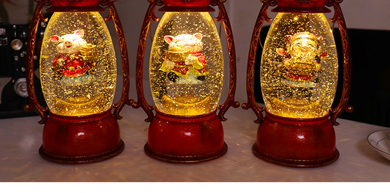 WJL-018 Lucky Storm Lantern TikTok Storm Lantern Ambience Light Led Small Night Lamp New Year Gift Pig Year Fortune God Lucky Cat