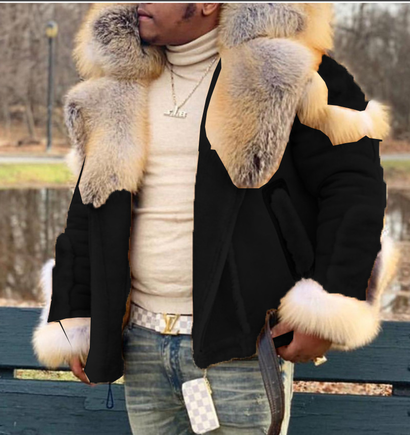 List Lazada Hot Selling Wish Men's Artificial Leather Flocking Leather and Fur in One Large Fur Collar LongSleeved Coat List Lazada Hot Selling Wish Men's Artificial Leather Flocking Leather and Fur in One Large Fur Collar LongSleeved Coat