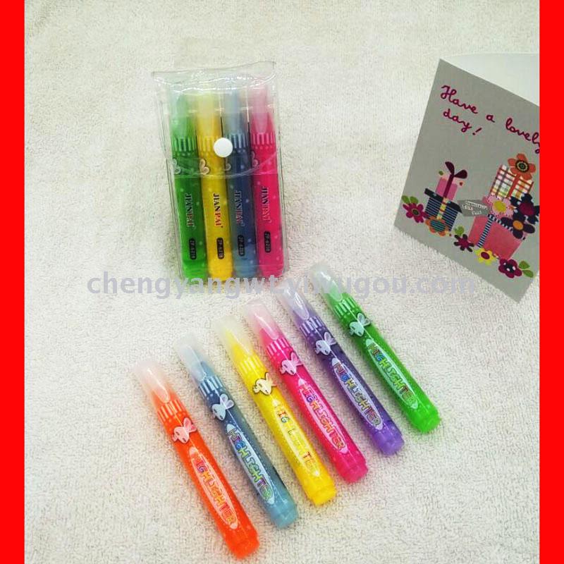 Arrow 6218 Fluorescent pen 4 PVC bag Marking list dividing data highlighter Arrow 6218 Fluorescent pen 4 PVC bag Marking list dividing data highlighter