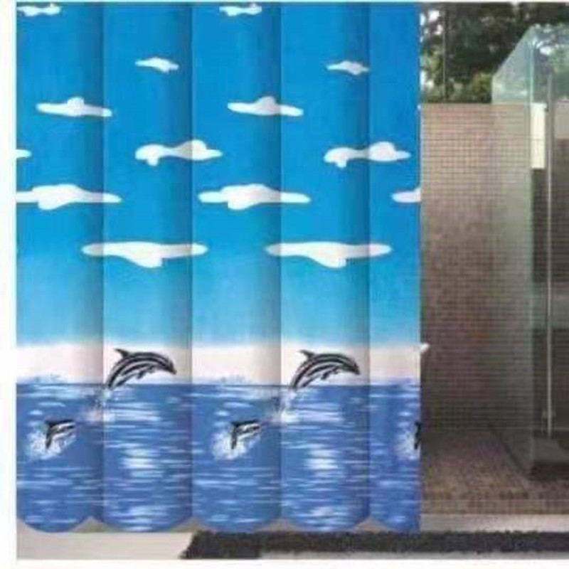 Satin Cloth Printed Shower Curtain Waterproof Satin Texture Thickened Bathroom Block Bath Curtain Foreign Trade Exported to European and American Manufacturers