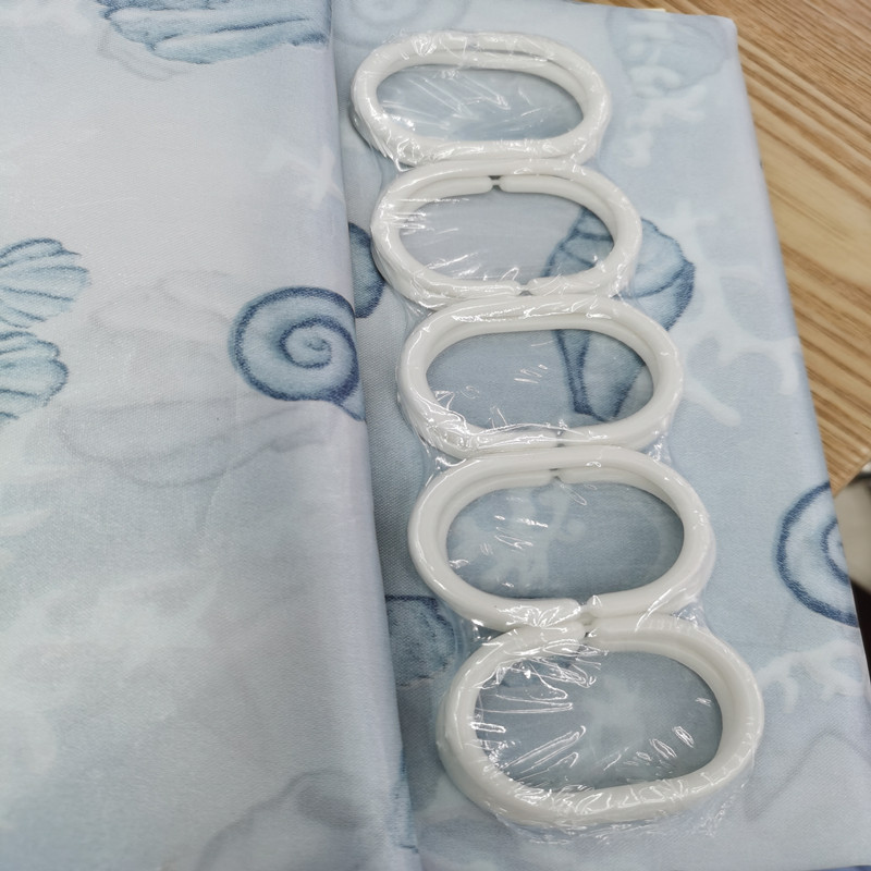 Satin Cloth Printed Shower Curtain Waterproof Satin Texture Thickened Bathroom Block Bath Curtain Foreign Trade Exported to European and American Manufacturers