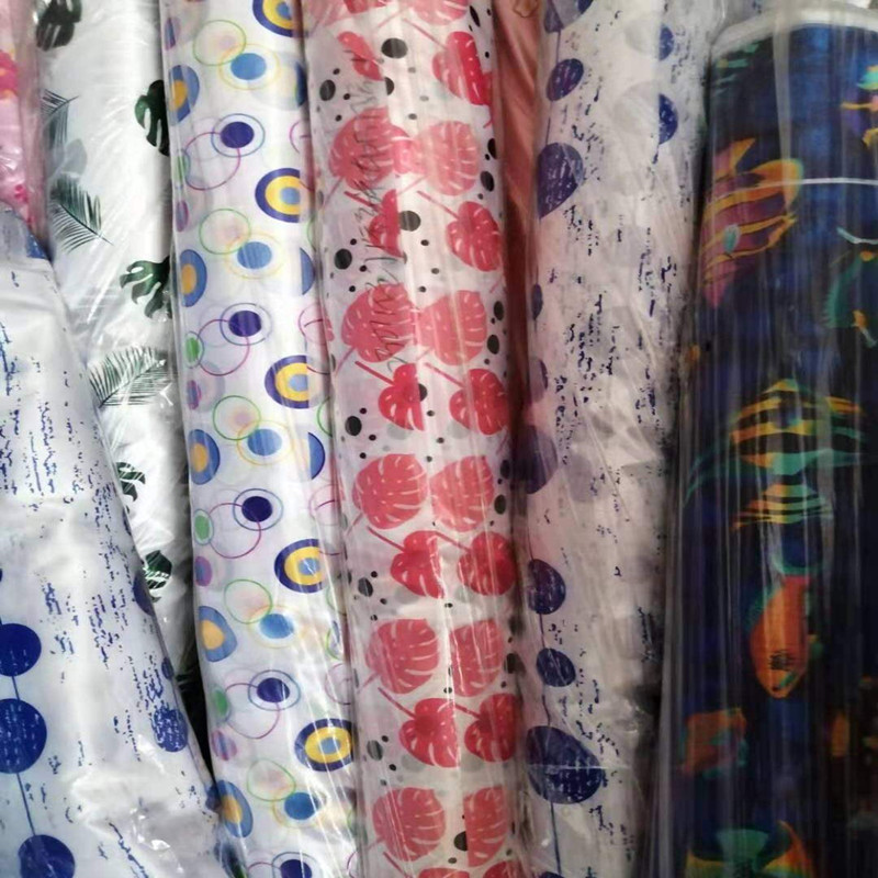 Satin Cloth Printed Shower Curtain Waterproof Satin Texture Thickened Bathroom Block Bath Curtain Foreign Trade Exported to European and American Manufacturers