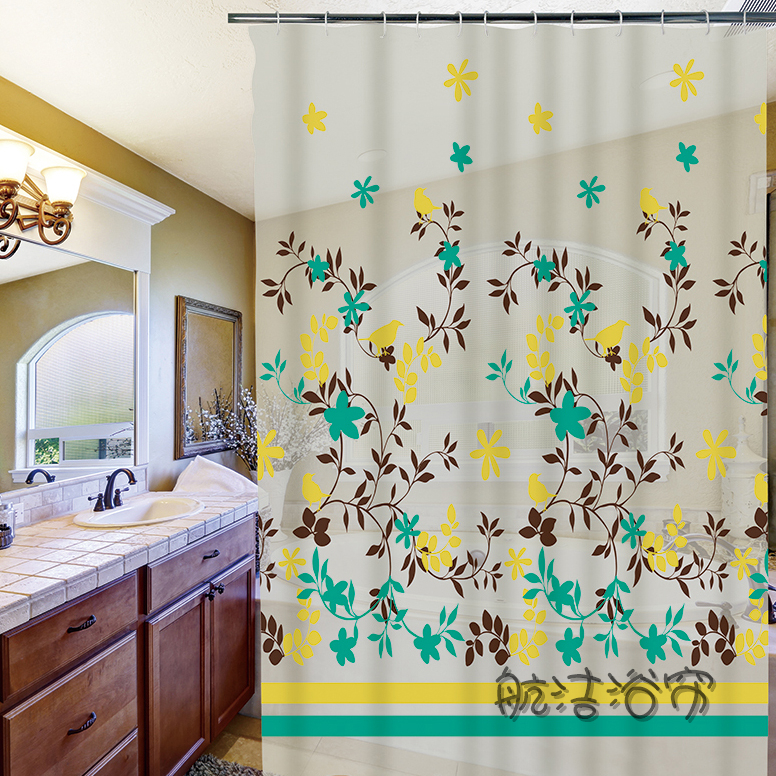Toilet Punch-Free Shower Curtain Rod Waterproof Thickened Partition Door Curtain Shower Bath Curtain Fabric