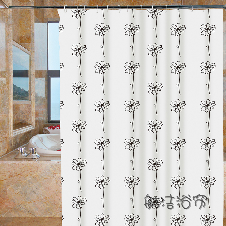 Toilet Punch-Free Shower Curtain Rod Waterproof Thickened Partition Door Curtain Shower Bath Curtain Fabric
