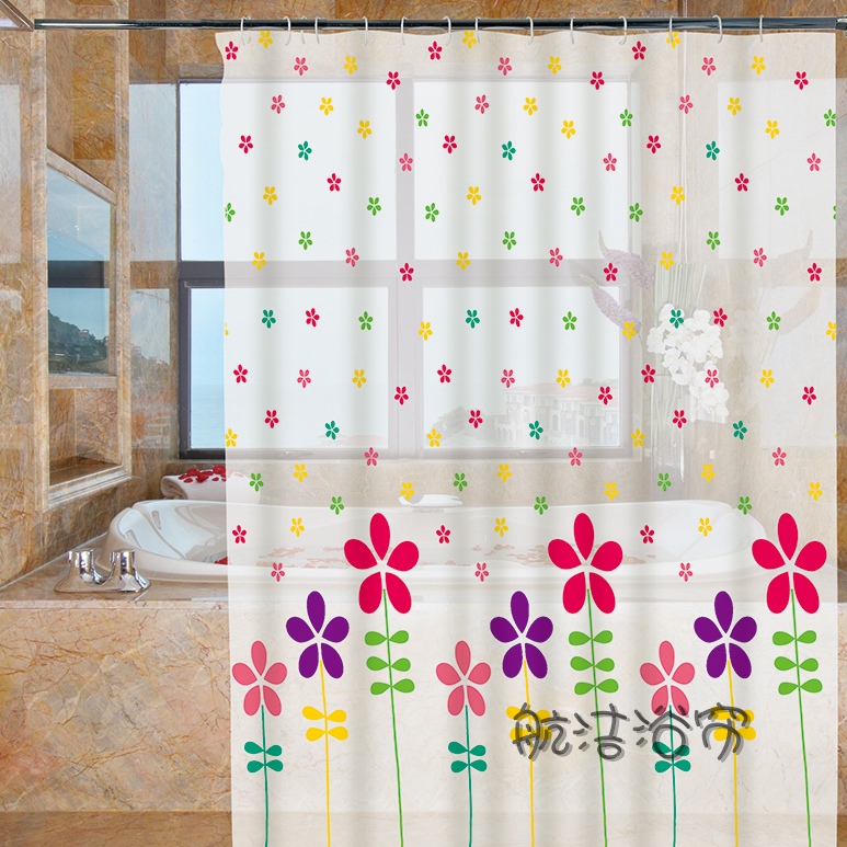 Simple Shower Curtain Waterproof Thick Mildew-Proof High-End Bathroom Partition Block Bath Curtain Dormitory Bath Curtain