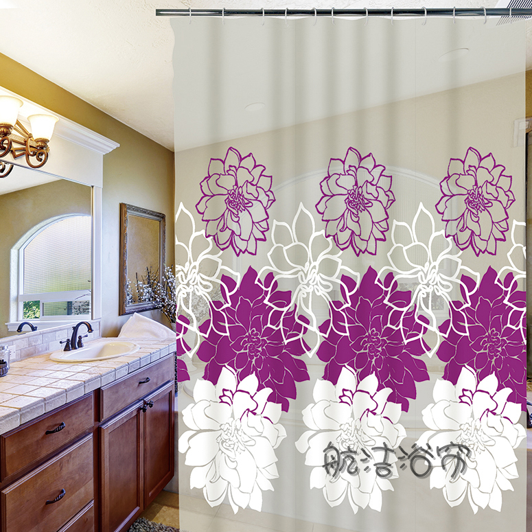 Simple Shower Curtain Waterproof Thick Mildew-Proof High-End Bathroom Partition Block Bath Curtain Dormitory Bath Curtain