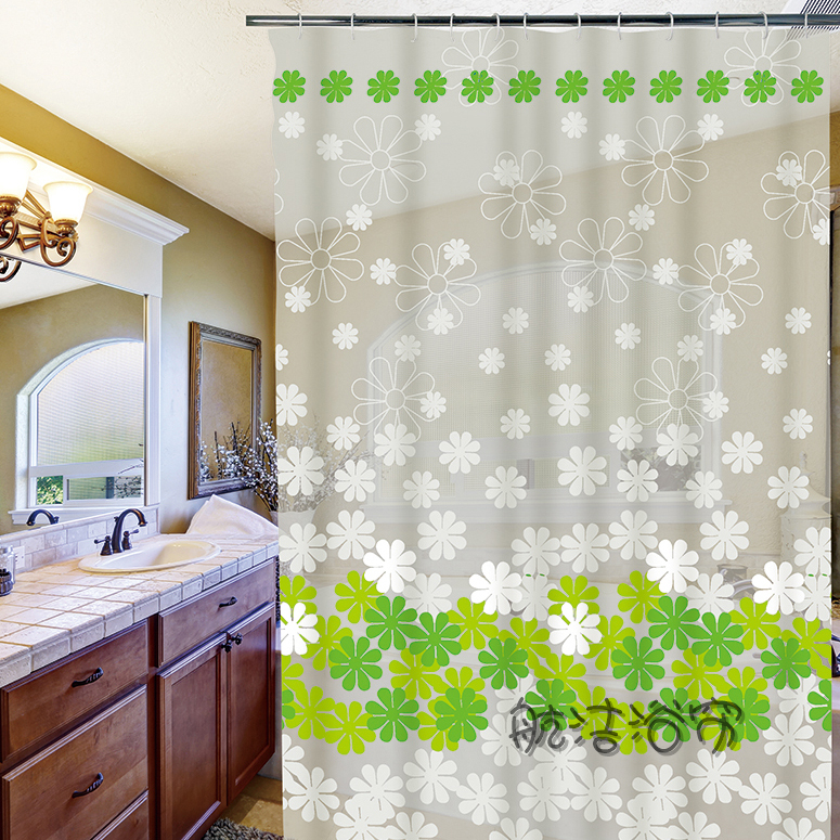 Simple Shower Curtain Waterproof Thick Mildew-Proof High-End Bathroom Partition Block Bath Curtain Dormitory Bath Curtain