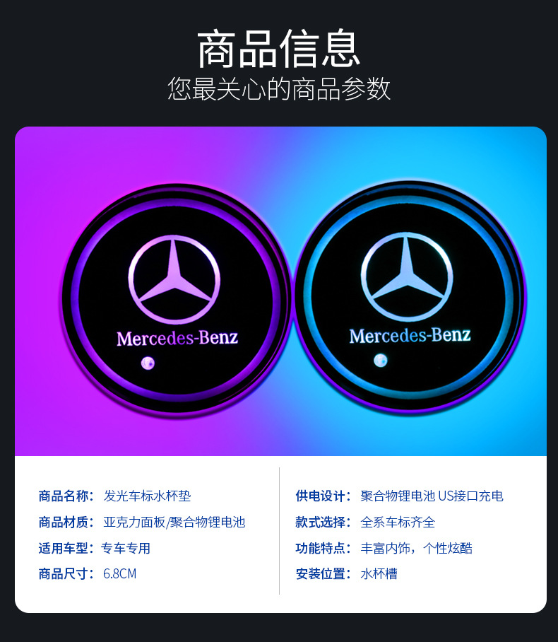 Car LightEmitting Water Cup Mat USB Charging Colorful NonSlip Coaster Car Supplies Car Interior Design Atmosphere Light Car LightEmitting Water Cup Mat USB Charging Colorful NonSlip Coaster Car Supplies Car Interior Design Atmosphere Light