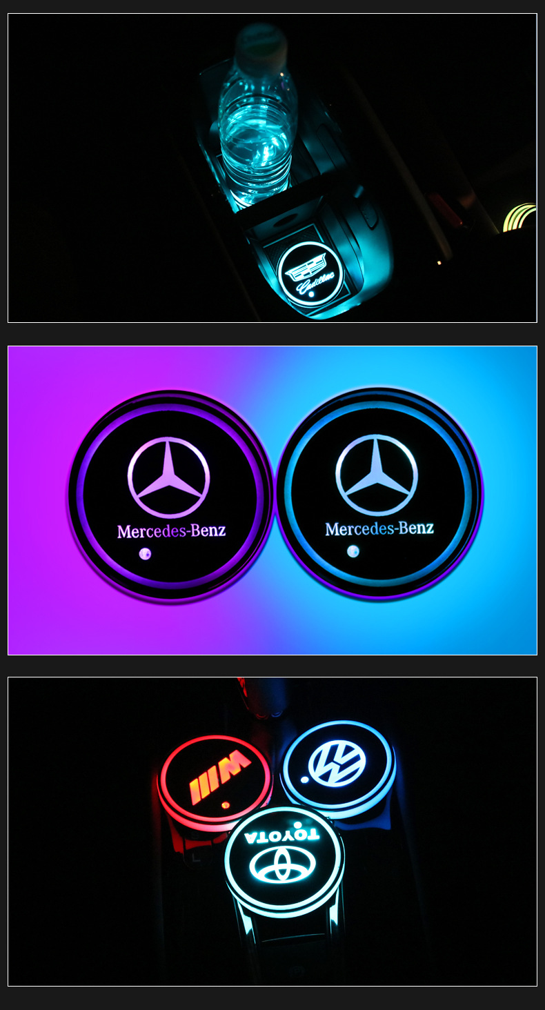 Car LightEmitting Water Cup Mat USB Charging Colorful NonSlip Coaster Car Supplies Car Interior Design Atmosphere Light Car LightEmitting Water Cup Mat USB Charging Colorful NonSlip Coaster Car Supplies Car Interior Design Atmosphere Light