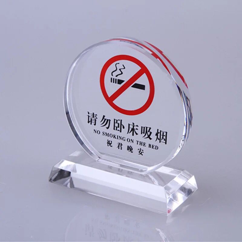 Please do not smoke in bed good night acrylic signs bedside card table card sign Hotel table card