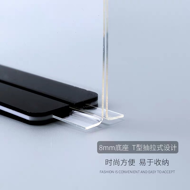 Acrylic A4 table card Decca wine and beverage plate transparent billboard sign decca stand table sign desk si