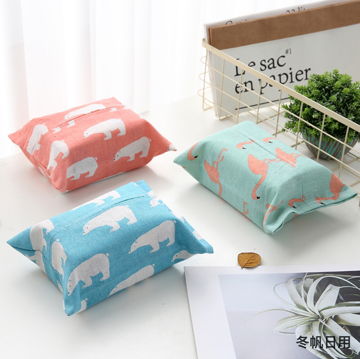 Cotton Linen Tissue Cover Bags Cover Cotton and Linen Simplicity Small Fresh Animal Tissue Box Dining Room/Living Room Kitchen Paper Cover