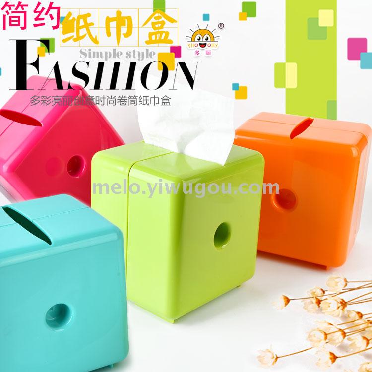 Simple colorful reel tissue box