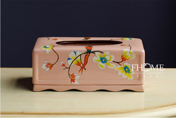 Crafts day Sakura Warbler-style painted ceramic tissue box decoration ornaments housewarming gift Book box daily Crafts day Sakura Warbler-style painted ceramic tissue box decoration ornaments housewarming gift Book box daily
