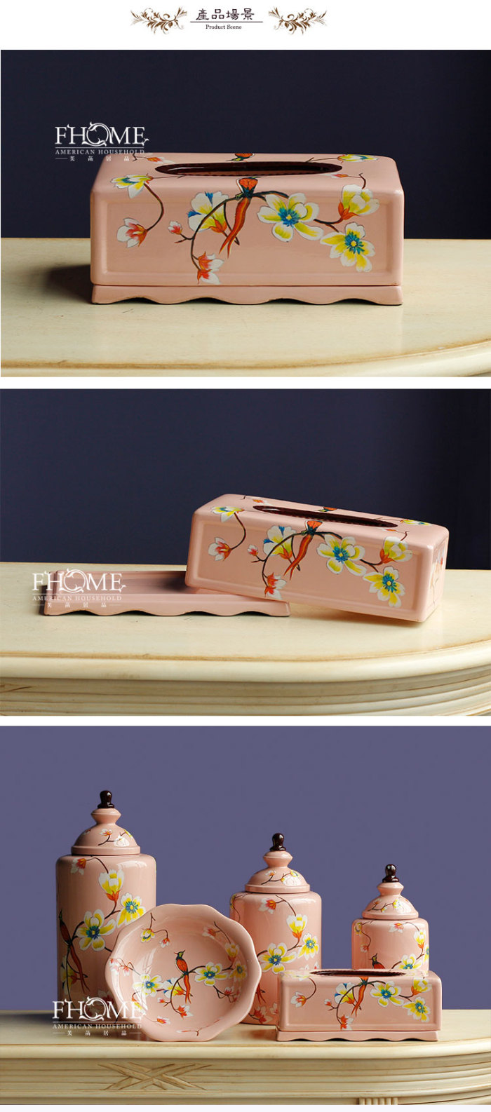 Crafts day Sakura Warbler-style painted ceramic tissue box decoration ornaments housewarming gift Book box daily Crafts day Sakura Warbler-style painted ceramic tissue box decoration ornaments housewarming gift Book box daily