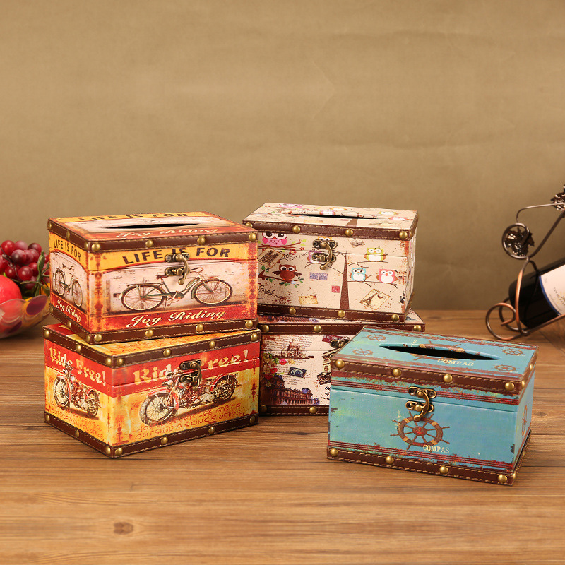 European Style Vintage Creative Paper Extraction Box Home Personality British Style Tissue Box Living Room Decorative Paper Towel Storage Box Wholesale