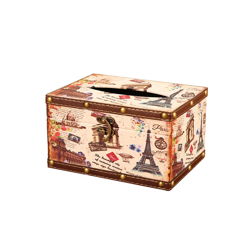 European Style Vintage Creative Paper Extraction Box Home Personality British Style Tissue Box Living Room Decorative Paper Towel Storage Box Wholesale