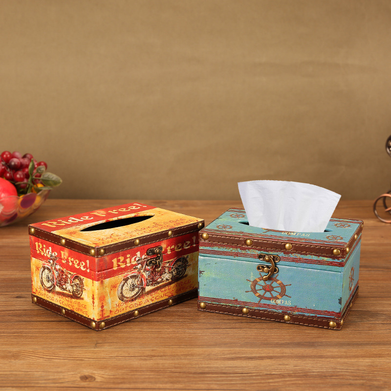 European Style Vintage Creative Paper Extraction Box Home Personality British Style Tissue Box Living Room Decorative Paper Towel Storage Box Wholesale