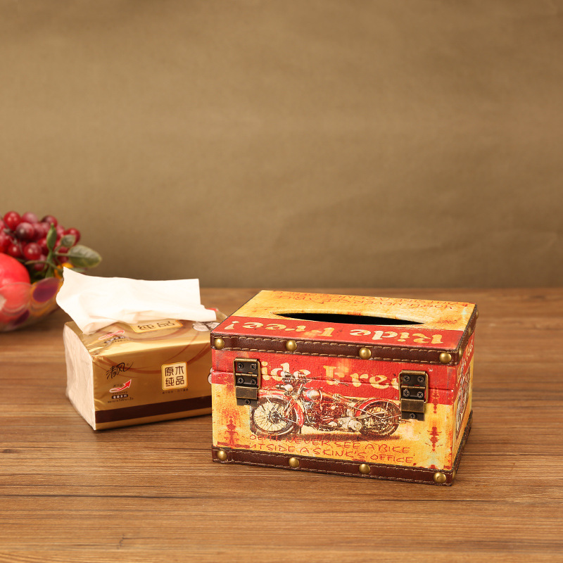 European Style Vintage Creative Paper Extraction Box Home Personality British Style Tissue Box Living Room Decorative Paper Towel Storage Box Wholesale