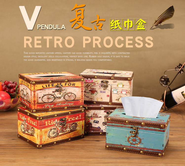 European Style Vintage Creative Paper Extraction Box Home Personality British Style Tissue Box Living Room Decorative Paper Towel Storage Box Wholesale