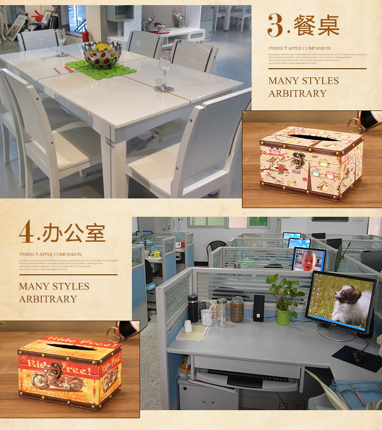 European Style Vintage Creative Paper Extraction Box Home Personality British Style Tissue Box Living Room Decorative Paper Towel Storage Box Wholesale