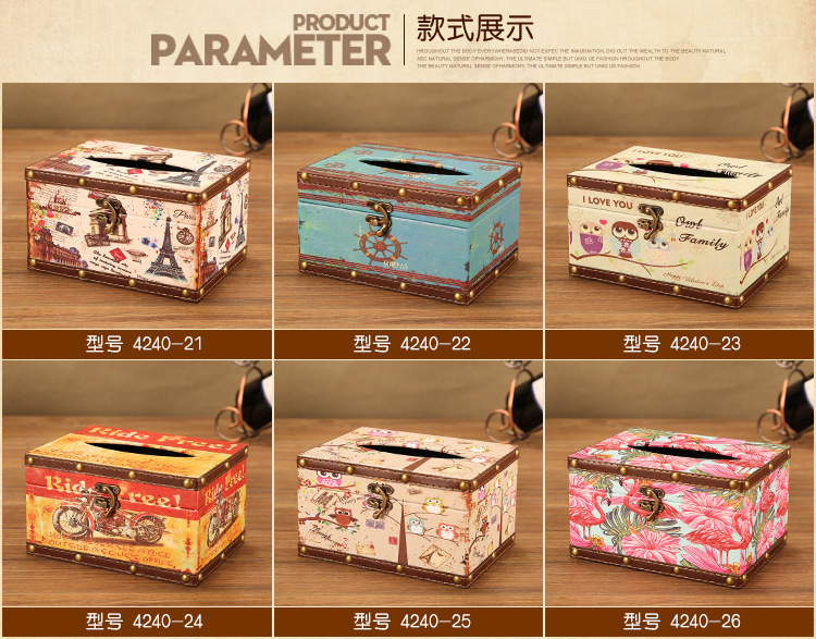 European Style Vintage Creative Paper Extraction Box Home Personality British Style Tissue Box Living Room Decorative Paper Towel Storage Box Wholesale