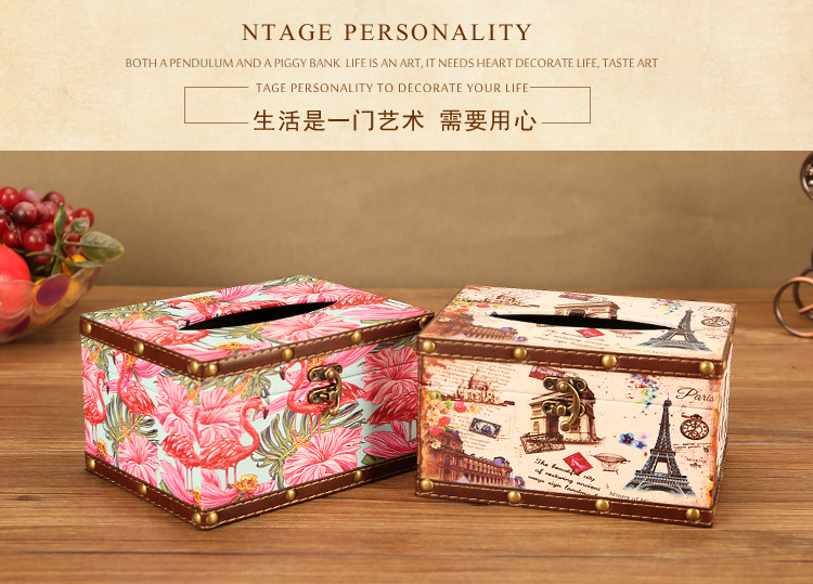 European Style Vintage Creative Paper Extraction Box Home Personality British Style Tissue Box Living Room Decorative Paper Towel Storage Box Wholesale
