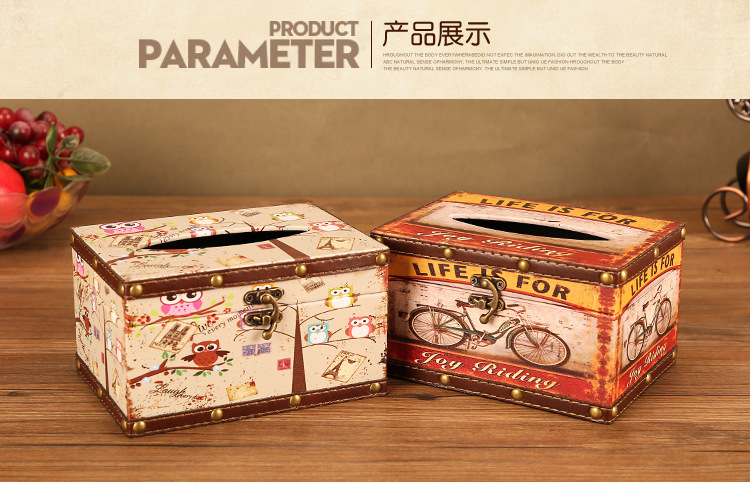 European Style Vintage Creative Paper Extraction Box Home Personality British Style Tissue Box Living Room Decorative Paper Towel Storage Box Wholesale