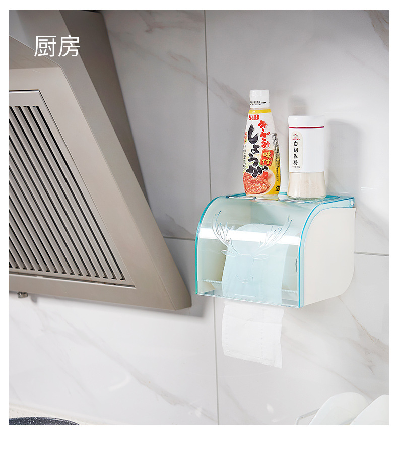 Toilet Solid Large Roll Paper Box Wall-Mounted Paper Extraction Box Tissue Box Punch-Free Toilet Coreless Roll Stand