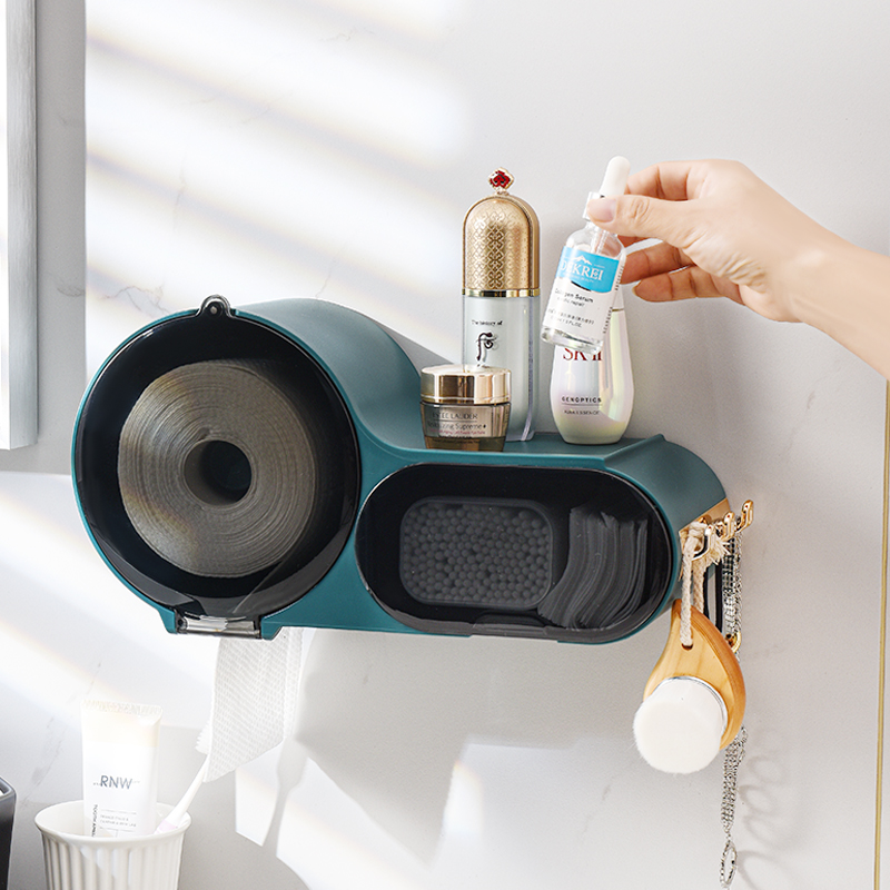 Toilet Solid Large Roll Paper Box Wall-Mounted Paper Extraction Box Tissue Box Punch-Free Toilet Coreless Roll Stand
