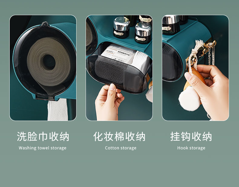 Toilet Solid Large Roll Paper Box Wall-Mounted Paper Extraction Box Tissue Box Punch-Free Toilet Coreless Roll Stand