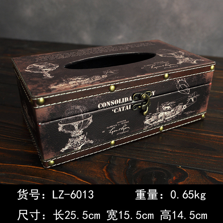 Wholesale Hotel Cafe Paper Box Restaurant Napkin Paper Box Rectangular Retro Creative Tissue Box