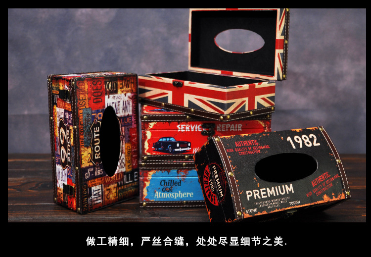 Wholesale Hotel Cafe Paper Box Restaurant Napkin Paper Box Rectangular Retro Creative Tissue Box