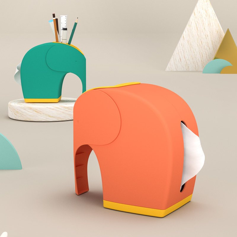 Cute Elephant Tissue Box Living Room Nordic Style Household Tissue Box Bedroom Internet Celebrity Multifunctional Remote Control Storage Box
