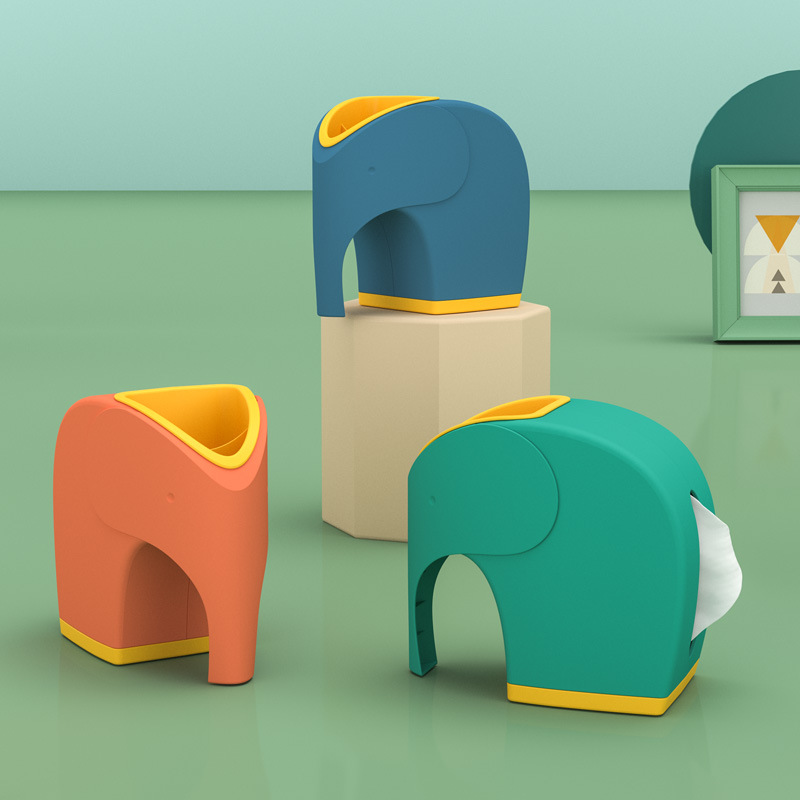 Cute Elephant Tissue Box Living Room Nordic Style Household Tissue Box Bedroom Internet Celebrity Multifunctional Remote Control Storage Box