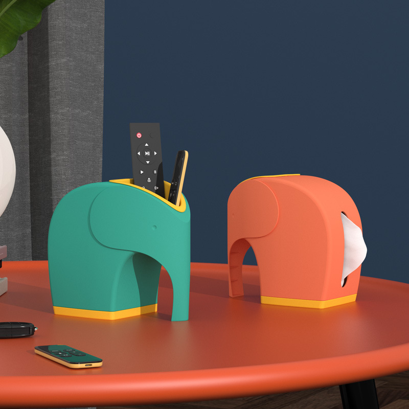 Cute Elephant Tissue Box Living Room Nordic Style Household Tissue Box Bedroom Internet Celebrity Multifunctional Remote Control Storage Box