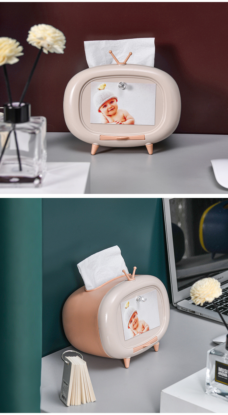 One Piece Dropshipping Retail TV Tissue Box Cartoon Living Room Napkin Paper Box Mobile Phone Holder Tissue Storage Box