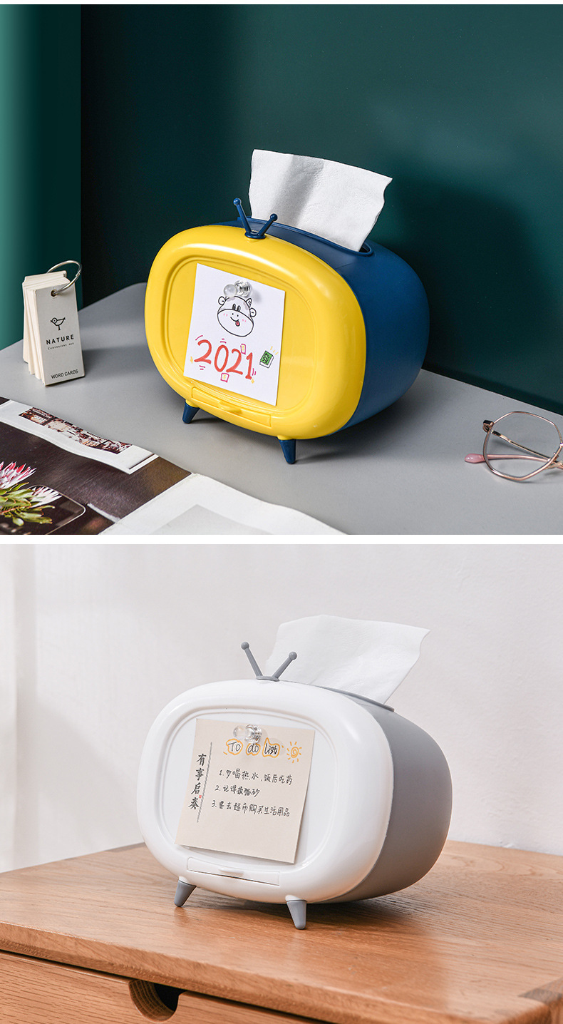 One Piece Dropshipping Retail TV Tissue Box Cartoon Living Room Napkin Paper Box Mobile Phone Holder Tissue Storage Box