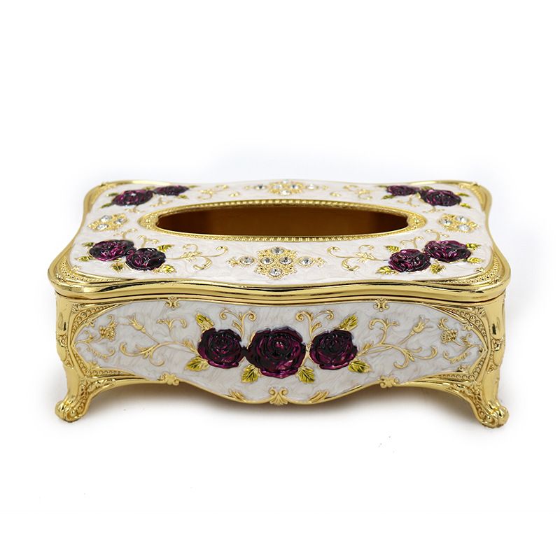 High-grade zinc alloy paper towel box rose metal paper towel box hotel household articles the living room displays a gift High-grade zinc alloy paper towel box rose metal paper towel box hotel household articles the living room displays a gift