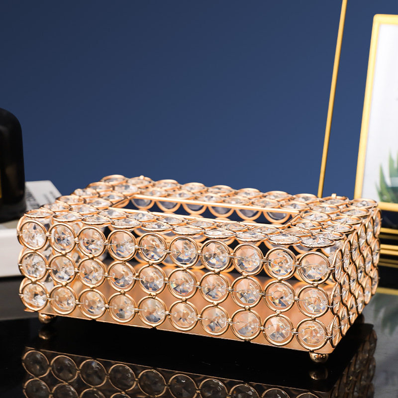 Nordic Light Luxury Crystal Tissue Box Creative Dining Table European Living Room Home Luxury Paper Extraction Box Storage Decorations